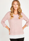 Pink Polkadot Chiffon Underlay Top, Pink, large
