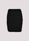 Ruched Metallic Mini Skirt, Black, large