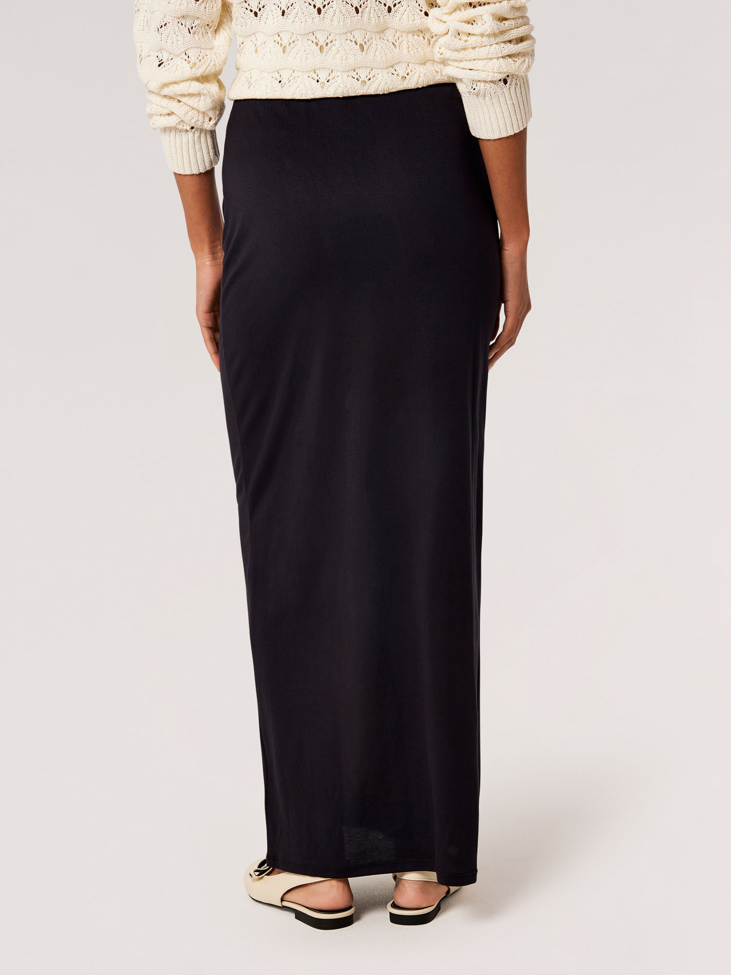 Straight black maxi skirt jersey on sale