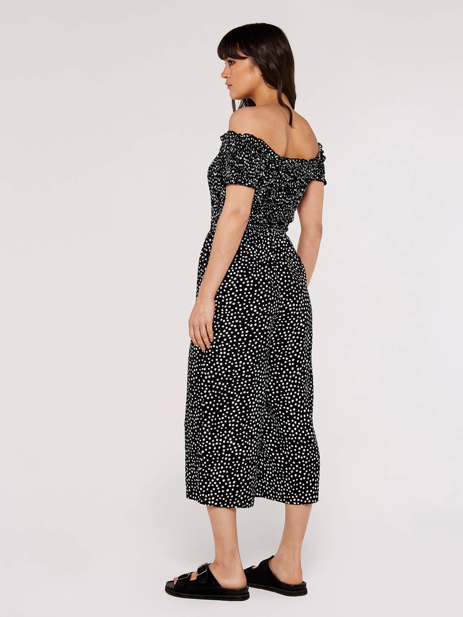 Dots Smocked Bardot Jumpsuit