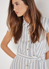 Striped Midi Shirt Dress, Blue, large