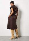 Cotton Slub Midi Shirt Dress, Brown, large