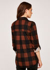 Gingham Fleece Lined Shirt, Rust, large