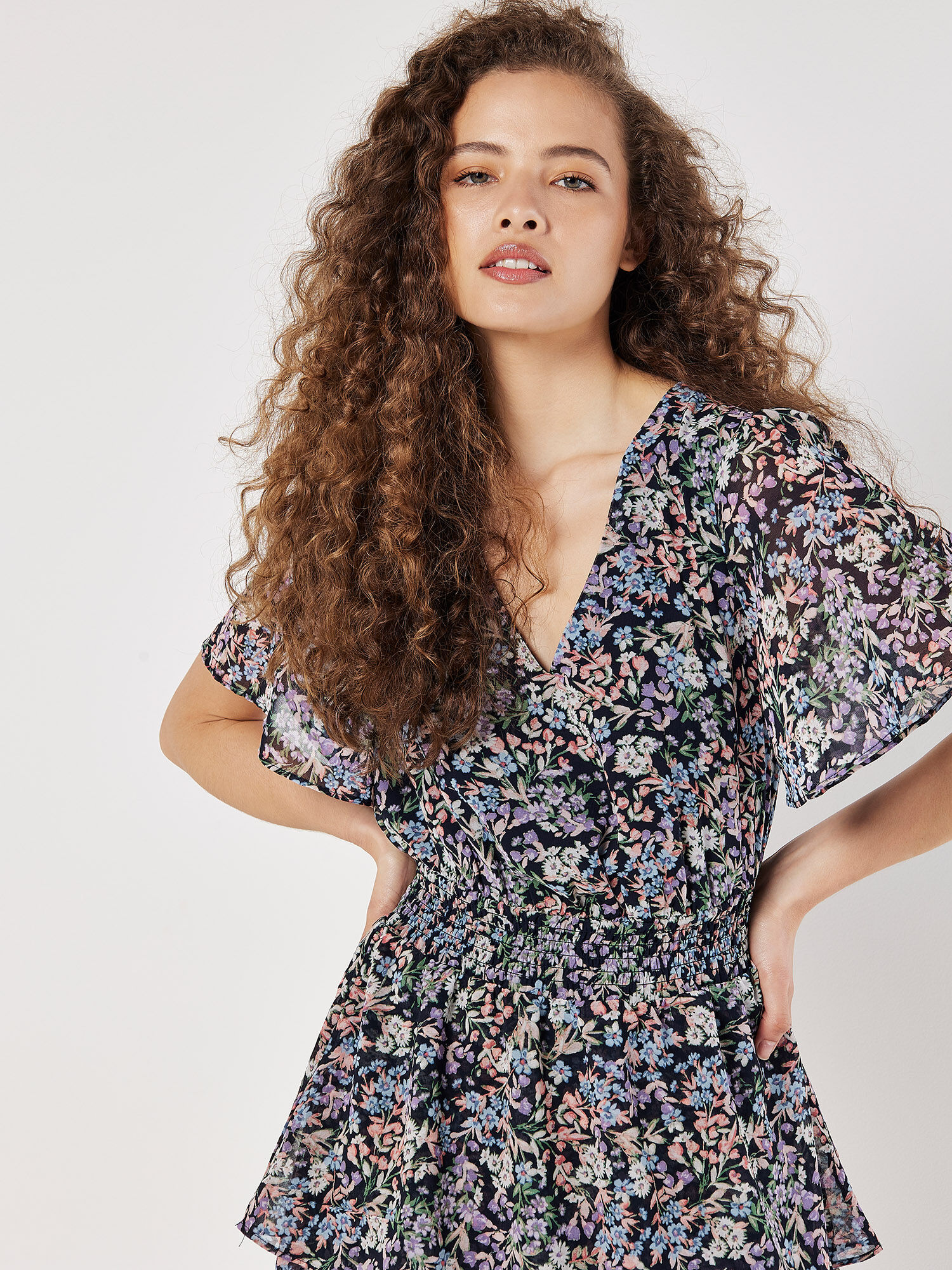 Chiffon floral mini dress shop