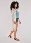Lace Fringed Long Sleeve Cover Up, Cream, large