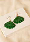 Shell Drop Earrings, Green, large