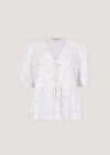 Eyelash Embroidery Linen Blend Blouse, White, large