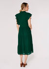 Ruffle Shirt Midi Dress, Green, large