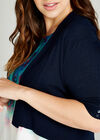Button Sleeve Detail Knit Shrug +, Navy, large
