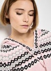 Diamond Pattern Hooded Jumper, Pink, large