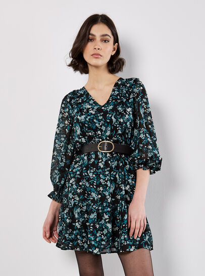 Ditsy Floral Chiffon Ruffle Dress