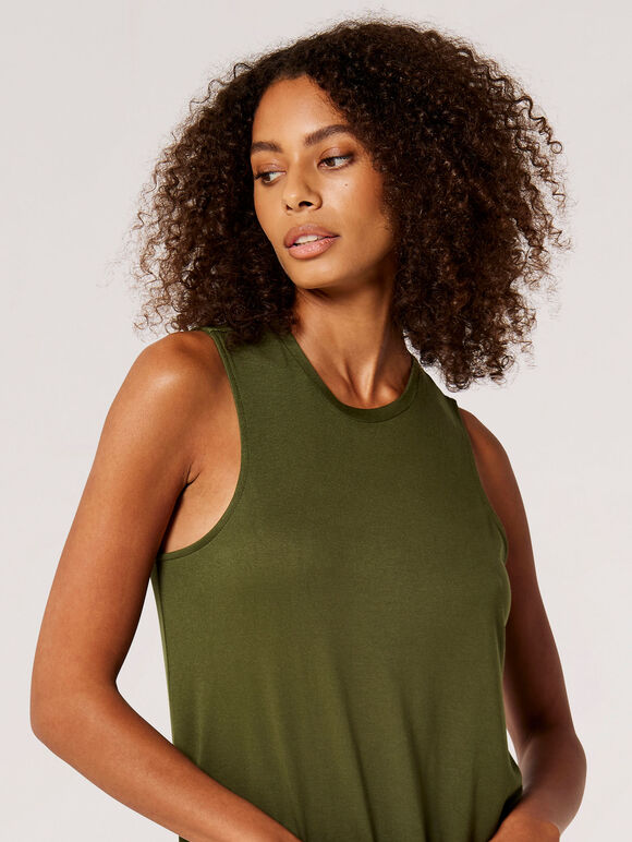 Jersey Modal Midi Dress, Khaki, large