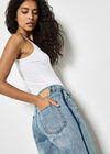 Emily Contrast Seam Straight Leg Jeans, Blue, large
