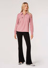 Soft Twill Zip Blouse, Purple, large