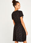 Black Vintage Ditsy Empire Dress, Black, large