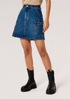 Denim Cargo Mini Skirt, Blue, large