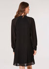 Chiffon Plisse Mini Dress, Black, large