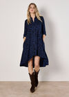 Cheetah Print Oversized Shirt Mini Dress, Navy, large