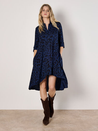 Cheetah Print Oversized Shirt Mini Dress