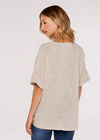 Flower Stitch  Ruched Top, Stone, large