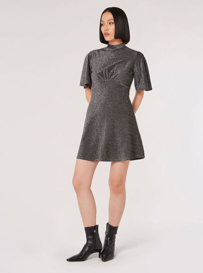 Metallic Sparkle Skater Mini Dress