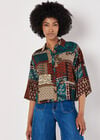 Patchwork Paisley Boxy Shirt, Rust, large
