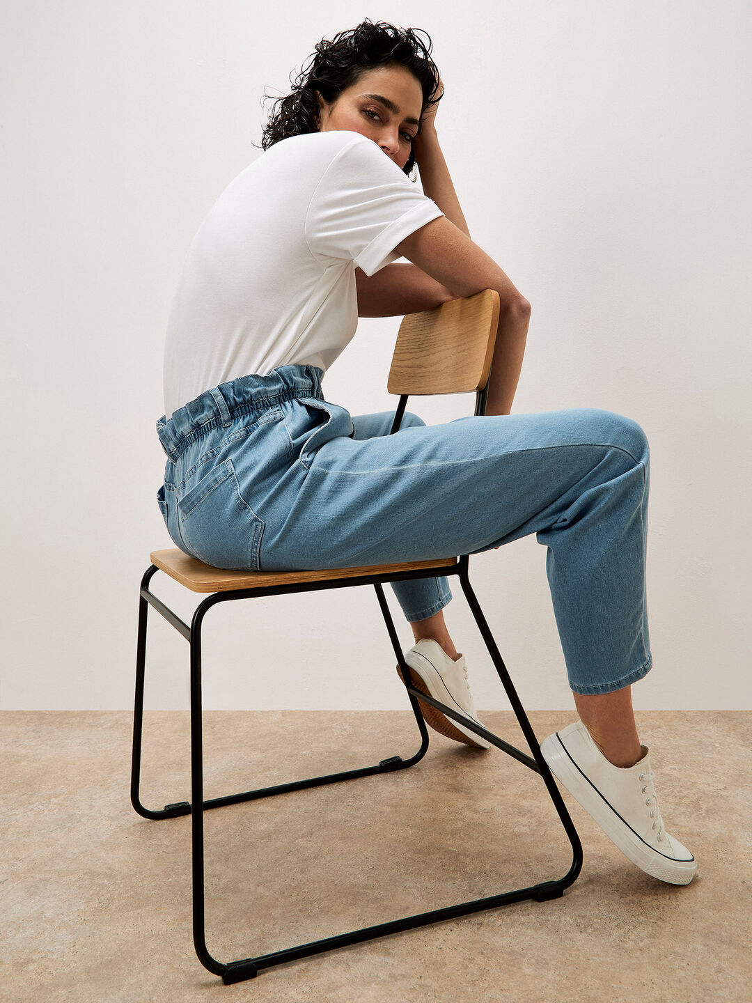 Image of Freya Paper Bag Waist Slim Fit Jeans