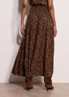 Painterly Paisley Tiered Maxi Skirt, Brown, large