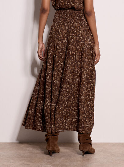 Painterly Paisley Tiered Maxi Skirt
