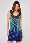 Sequin Bodycon Dress, Blue, large