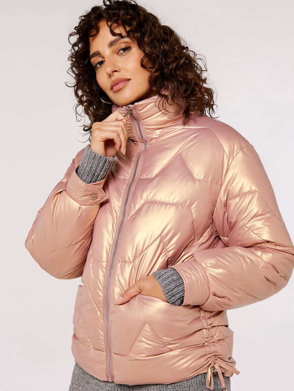 Irridescent Puffer Jacket, Pink, large