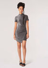 Sparkle Ruched Wrap Dress, Silver, large