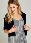 Button Sleeve Detail Knit Shrug, Navy, large