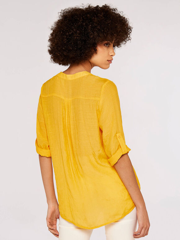 Slub Shimmer Twist Top, Yellow, large