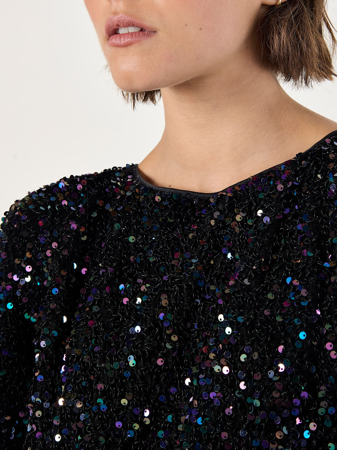 apricot black sequin dress Apricot Ombre Sequin Short Wrap Dress- Black/Silver Medium main image 1