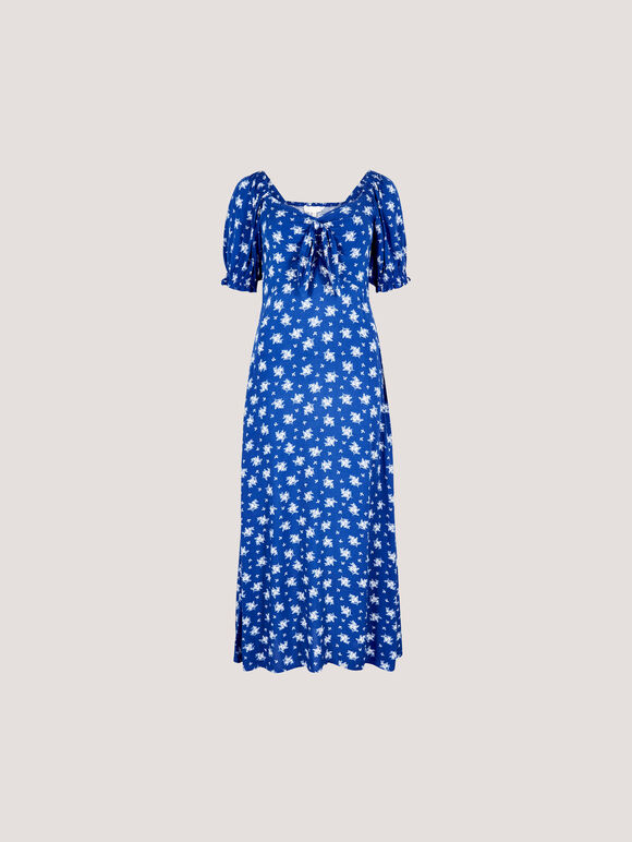 Silhouette Floral Milkmaid Maxi Dress, Blue, large
