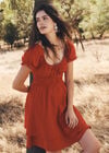 Eyelet Embroidery Tiered Mini Dress, Red, large