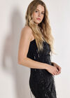 Sequin Fringe Bandeau Mini Dress, Black, large