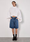 Mock Neck Cape Jumper, White, large