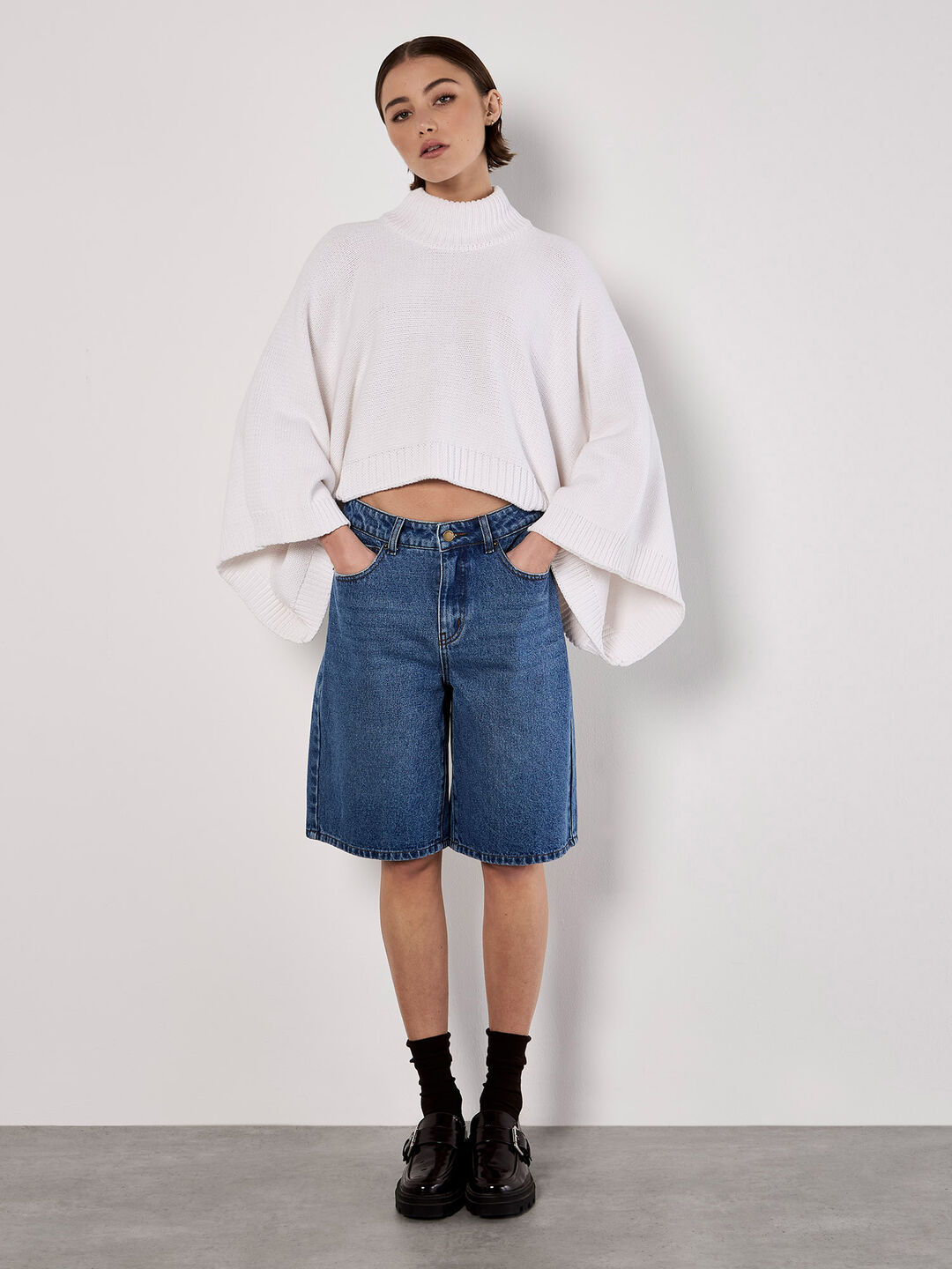 Image of Mock Neck Cape Jumper