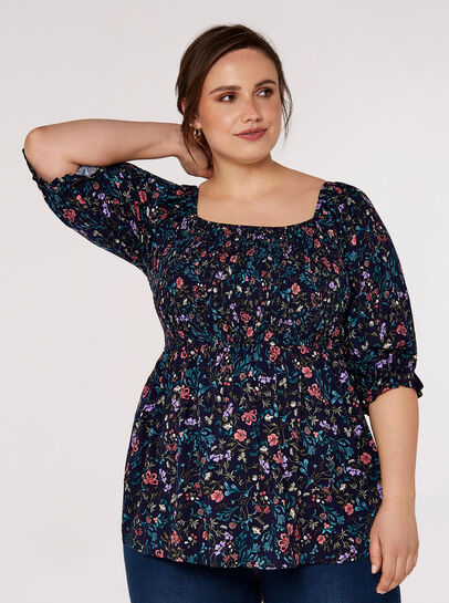 Curve Floral Milkmaid Top