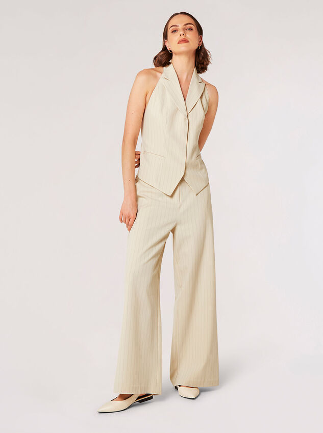 Pinstripe Palazzo Trousers, Stone, large