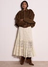 Suedette Bubble Hem Batwing Jacket, Brown, large