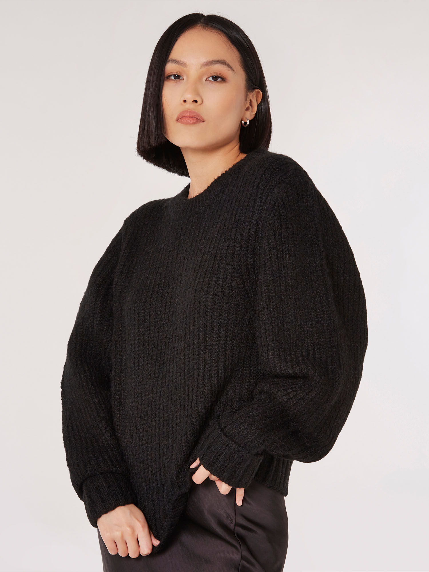 Chunky Knit Boxy Jumper Apricot Clothing