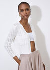 Pointelle Chevron Knit Shrug, Cream, large