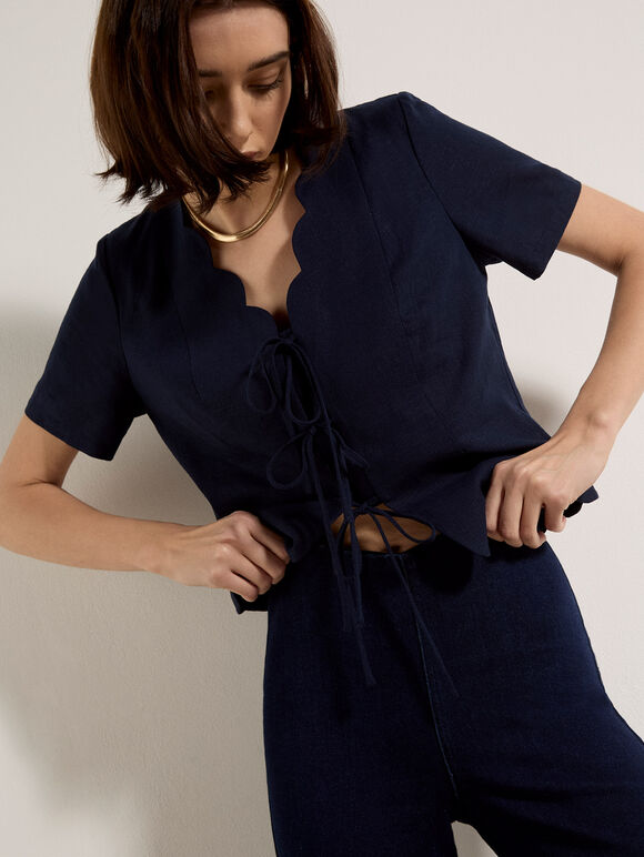 Zara Wide-Leg Elastic Jeans, Blue, large