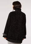 Tight Knit Borg Oversized Coat, Black, large