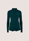 Fine Knit Ruched Cardigan, Teal, large