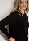 Sequin Sleeve Ribbed Knit Jumper, Black, large