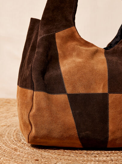 Suede Patchwork Hobo Bag